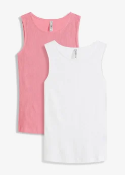 Damen bonprix Basics|Shirts & Tops|Ripp-Top aus reiner Bio-Baumwolle (2er Pack)