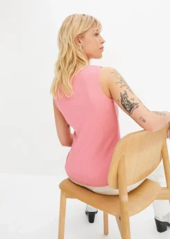 Damen bonprix Basics|Shirts & Tops|Ripp-Top aus reiner Bio-Baumwolle (2er Pack)