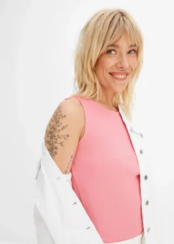Damen bonprix Basics|Shirts & Tops|Ripp-Top aus reiner Bio-Baumwolle (2er Pack)