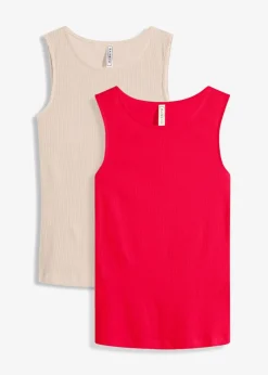 Damen bonprix Nachhaltigere Materialien|Shirts & Tops|Ripp-Top aus reiner Bio-Baumwolle (2er Pack)