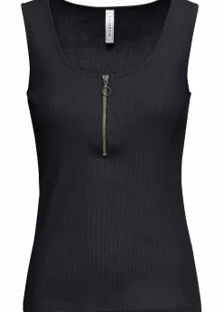 Damen bonprix Nachhaltigere Materialien|Shirts & Tops|Ripp-Top mit Reißverschluss