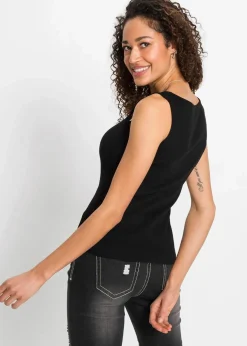 Damen bonprix Nachhaltigere Materialien|Shirts & Tops|Ripp-Top mit Reißverschluss