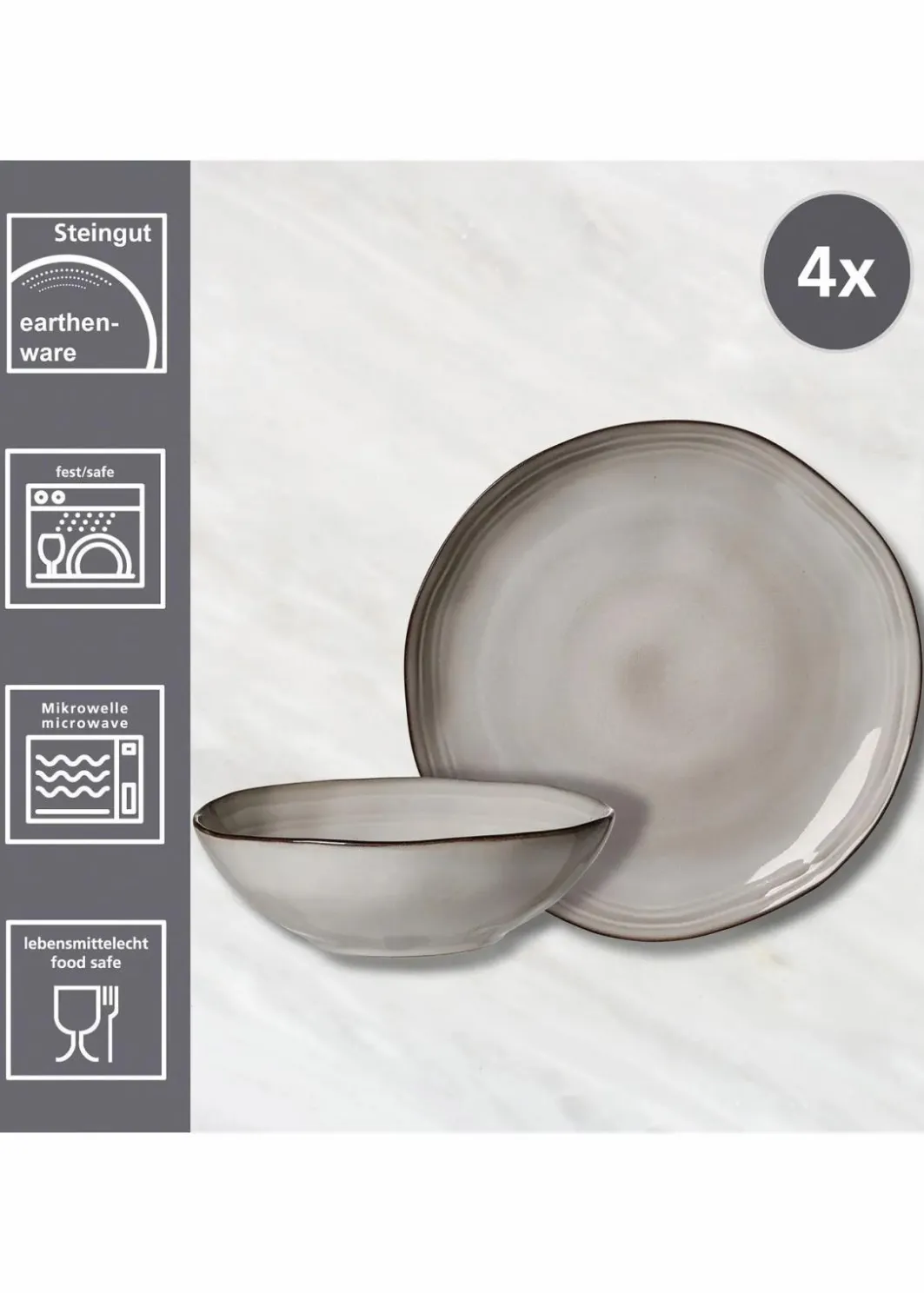 Discount Geschirr-Set (8-tlg. Set) Geschirr & Servieren