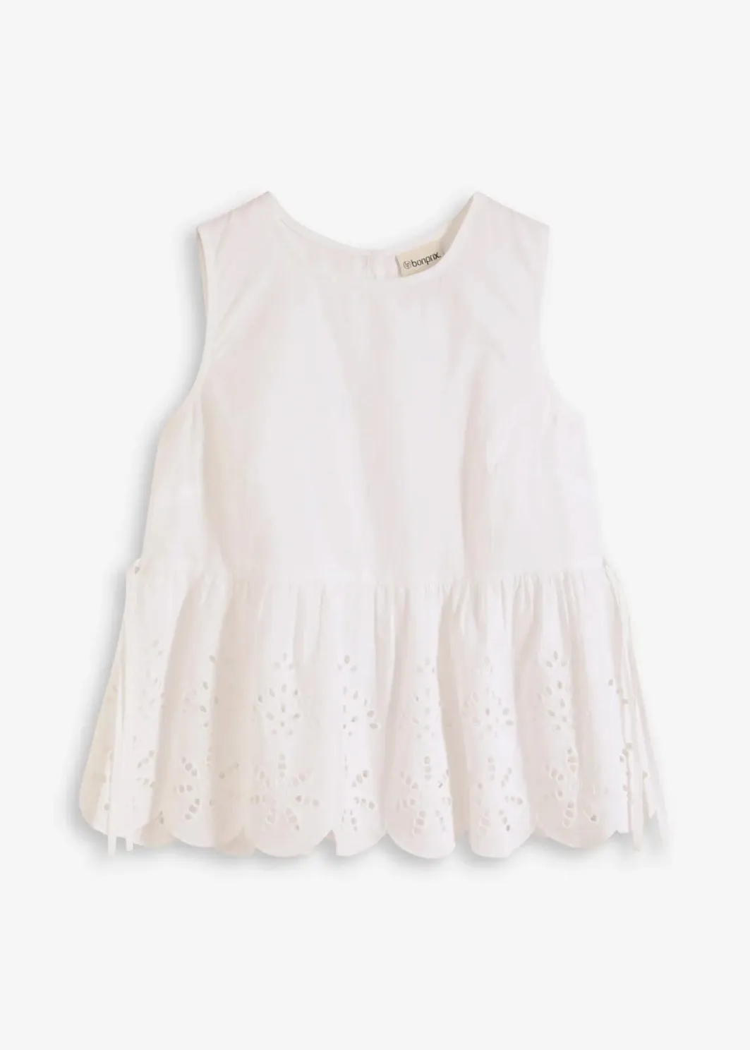 Damen bonprix Bekleidung·Jacken & Mäntel|Blusen & Tuniken|Ärmelloses Blusentop mit Schlitz und Lochstickerei