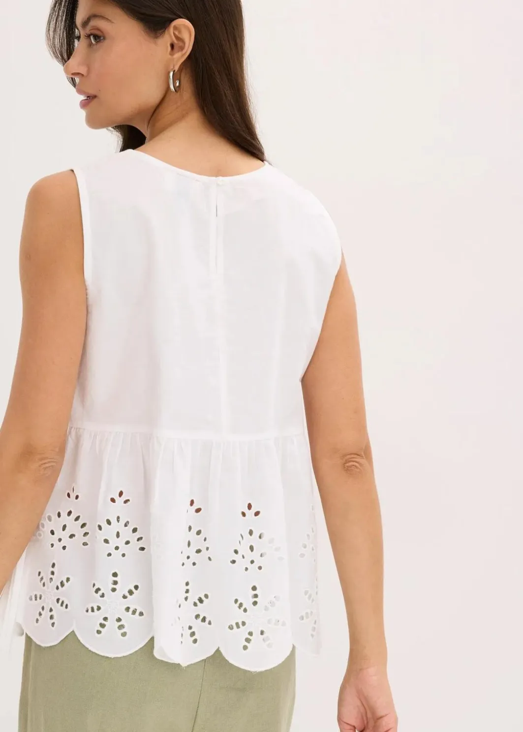 Damen bonprix Bekleidung·Jacken & Mäntel|Blusen & Tuniken|Ärmelloses Blusentop mit Schlitz und Lochstickerei