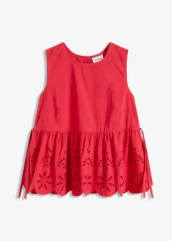 Damen bonprix Shirts & Tops|Blusen & Tuniken|Ärmelloses Blusentop mit Schlitz und Lochstickerei