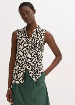 Damen bonprix Shirts & Tops|ärmelloses Poloshirt mit Raffung