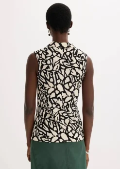 Damen bonprix Shirts & Tops|ärmelloses Poloshirt mit Raffung