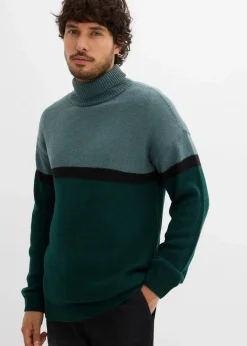 Rollkragenpullover im Colourblocking-Design Herren Pullover & Strickjacken|Große Größen