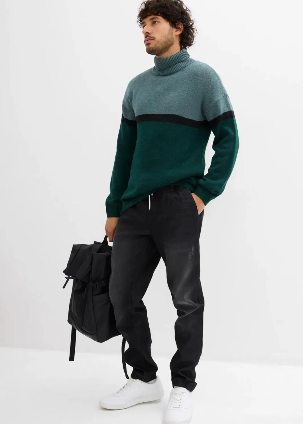 Rollkragenpullover im Colourblocking-Design Herren Pullover & Strickjacken|Große Größen