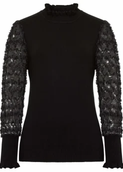 Clearance Rollkragenpullover mit dekorativen Chiffonärmeln Damen Bekleidung·Umstandsmode|Strickmode