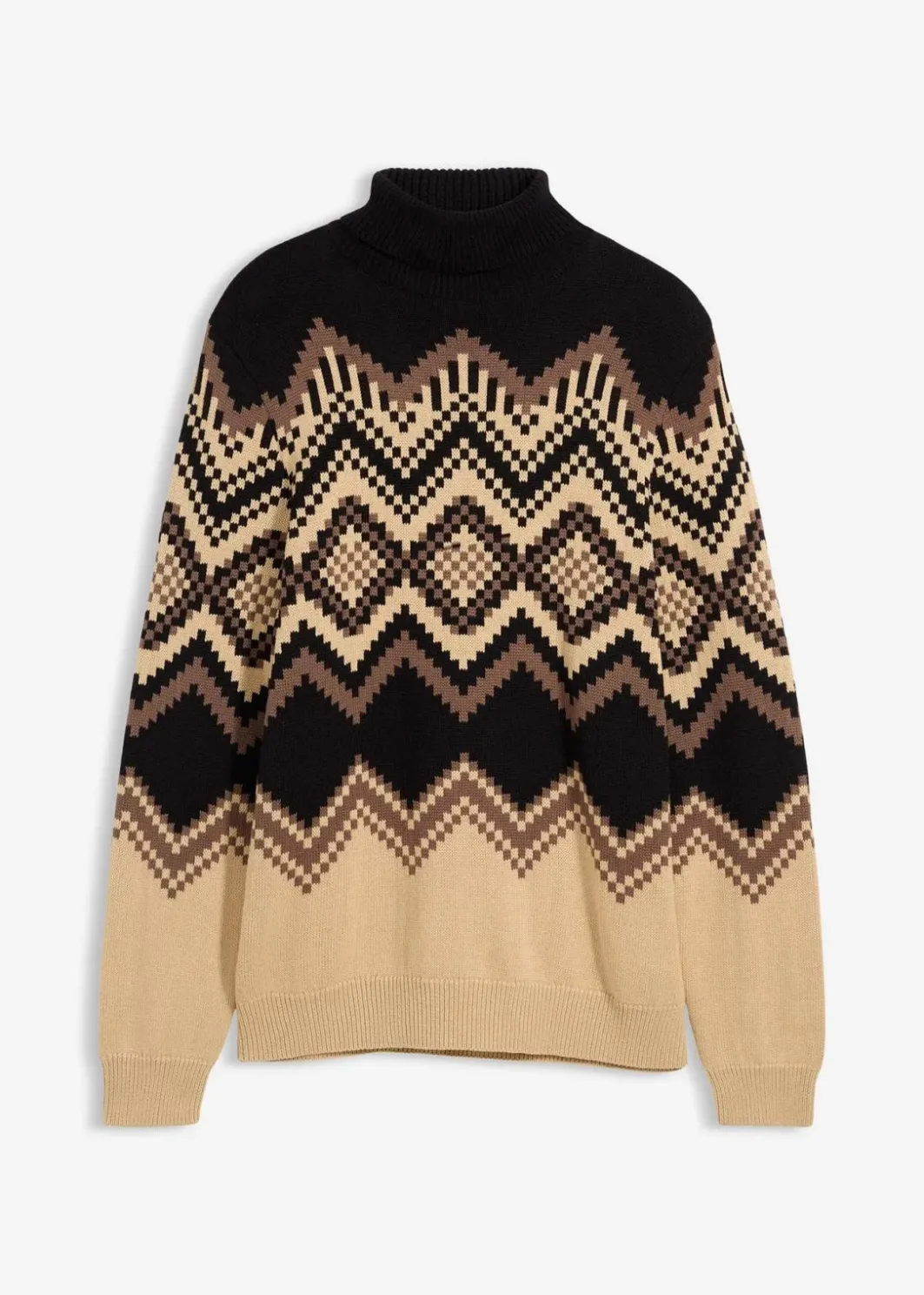 Hot Rollkragenpullover mit Ikat-Muster aus weichem Baumwollmix Herren Große Größen|Pullover & Strickjacken