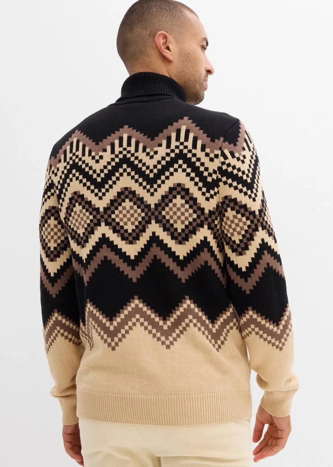 Hot Rollkragenpullover mit Ikat-Muster aus weichem Baumwollmix Herren Große Größen|Pullover & Strickjacken