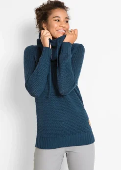 Damen bonprix Pullover & Strickjacken|Strickmode|Rollkragenpullover mit Kordeln