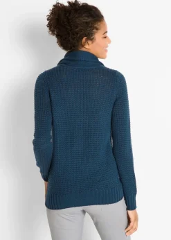 Damen bonprix Pullover & Strickjacken|Strickmode|Rollkragenpullover mit Kordeln