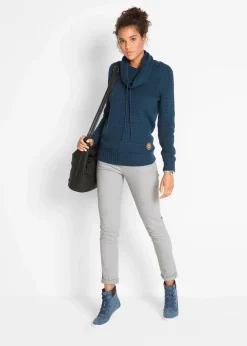 Damen bonprix Pullover & Strickjacken|Strickmode|Rollkragenpullover mit Kordeln