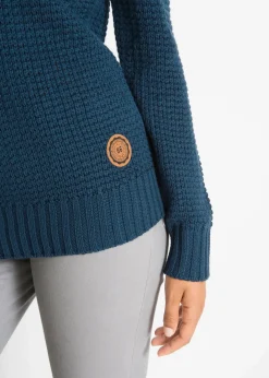 Damen bonprix Pullover & Strickjacken|Strickmode|Rollkragenpullover mit Kordeln