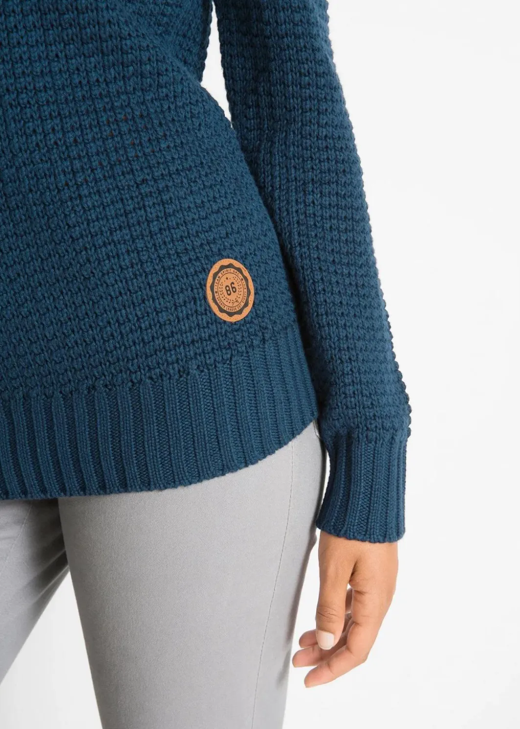 Damen bonprix Pullover & Strickjacken|Strickmode|Rollkragenpullover mit Kordeln