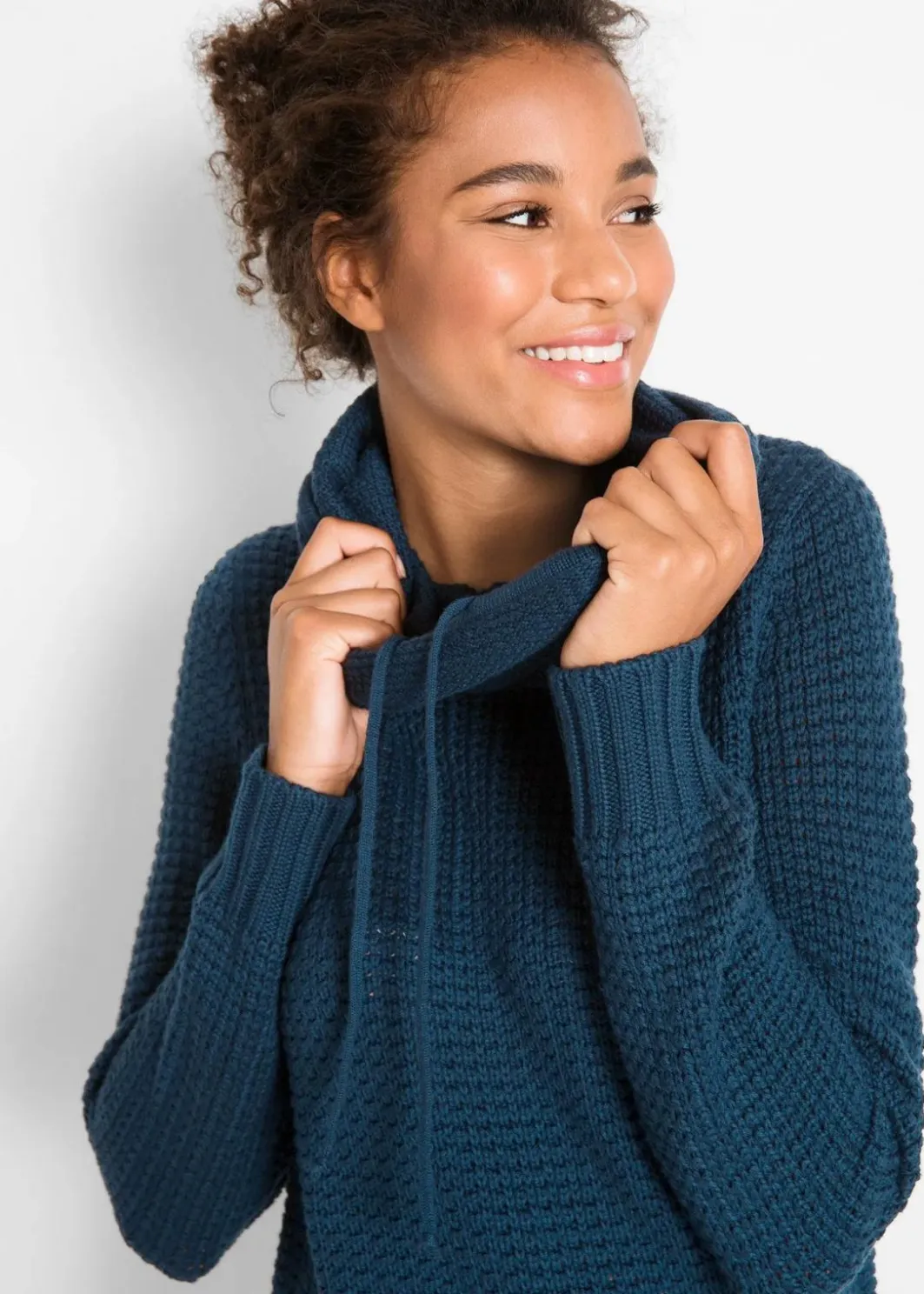 Damen bonprix Pullover & Strickjacken|Strickmode|Rollkragenpullover mit Kordeln