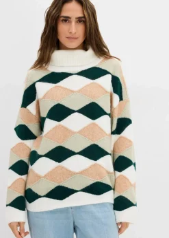 Damen bonprix Bekleidung·Umstandsmode|Strickmode|Rollkragenpullover mit Muster