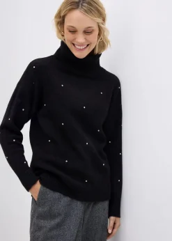 Best Rollkragenpullover mit Strasssteinen Damen Pullover & Strickjacken|Strickmode
