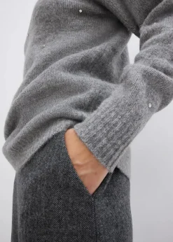 Damen bonprix Pullover & Strickjacken|Strickmode|Rollkragenpullover mit Strasssteinen