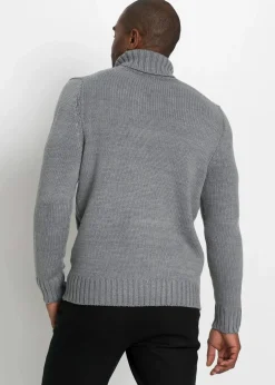 Herren bonprix Pullover & Strickjacken|Große Größen|Rollkragenpullover mit Zopfmuster
