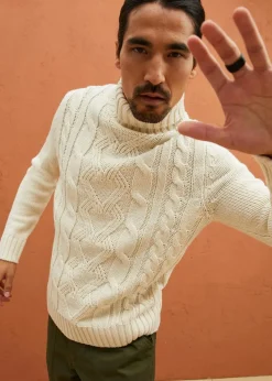 Sale Rollkragenpullover mit Zopfmuster Herren Große Größen|Pullover & Strickjacken