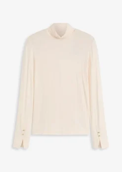 Damen bonprix Shirts & Tops|Rollkragenshirt mit dekorativen Knöpfen
