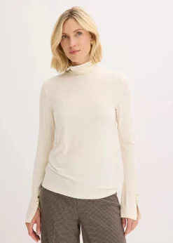 Damen bonprix Shirts & Tops|Rollkragenshirt mit dekorativen Knöpfen