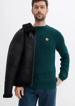 Clearance Rundhalspullover aus weichem Baumwollmix Herren Große Größen|Basics