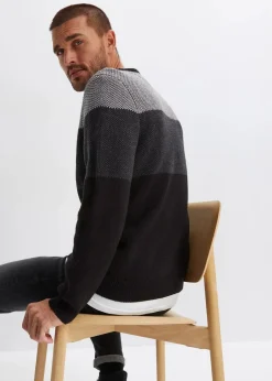 Herren bonprix Pullover & Strickjacken|Große Größen|Rundhalspullover im Colourblocking