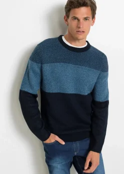 Sale Rundhalspullover im Colourblocking Herren Große Größen|Pullover & Strickjacken