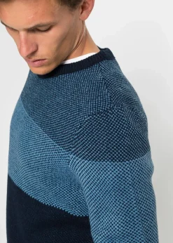 Sale Rundhalspullover im Colourblocking Herren Große Größen|Pullover & Strickjacken