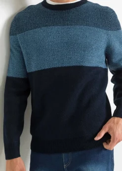 Sale Rundhalspullover im Colourblocking Herren Große Größen|Pullover & Strickjacken