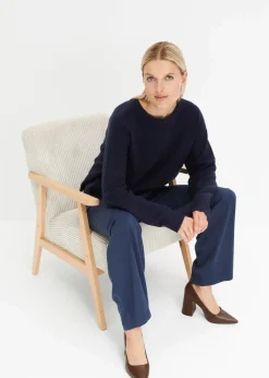 Damen bonprix Strickmode|Pullover & Strickjacken|Rundhalspullover mit überschnittener Schulter
