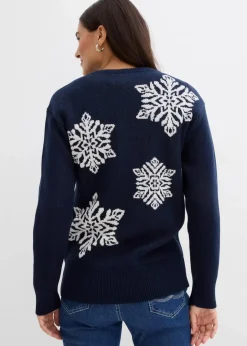 Damen bonprix Bekleidung·Umstandsmode|Bekleidung·Jeans|Rundhalspullover mit Schneeflocken