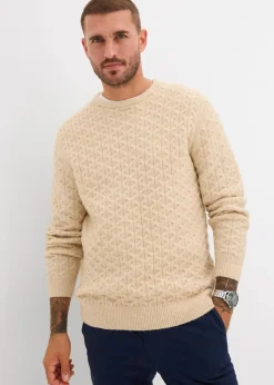 Herren bonprix Große Größen|Pullover & Strickjacken|Rundhalspullover mit Strukturmuster
