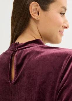 Damen bonprix Shirts & Tops|Samtshirt mit Spitze