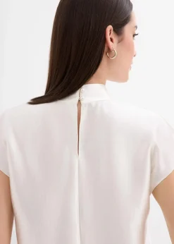 Damen bonprix Bekleidung·Jacken & Mäntel|Blusen & Tuniken|Satin Blusentop mit halbhohem Kragen