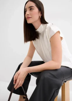 Damen bonprix Bekleidung·Jacken & Mäntel|Blusen & Tuniken|Satin Blusentop mit halbhohem Kragen