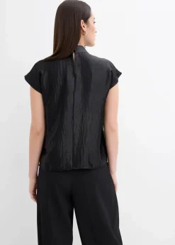 Damen bonprix Shirts & Tops|Blusen & Tuniken|Satin Blusentop mit halbhohem Kragen