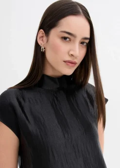 Damen bonprix Shirts & Tops|Blusen & Tuniken|Satin Blusentop mit halbhohem Kragen