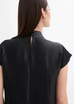 Damen bonprix Shirts & Tops|Blusen & Tuniken|Satin Blusentop mit halbhohem Kragen