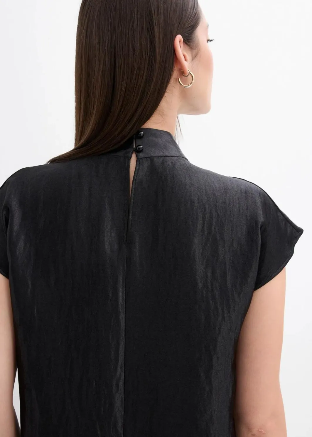 Damen bonprix Shirts & Tops|Blusen & Tuniken|Satin Blusentop mit halbhohem Kragen