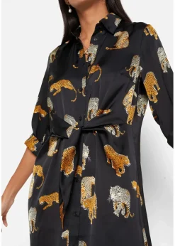 Damen bonprix Bekleidung·Pullover & Strickjacken|Kleider|Satin Hemdblusenkleid