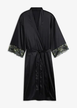 Satin Kimono mit Stickerei Damen Wäsche·Dessous|Wäsche·Bademäntel