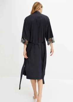 Satin Kimono mit Stickerei Damen Wäsche·Dessous|Wäsche·Bademäntel