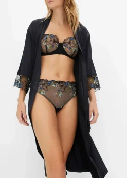 Satin Kimono mit Stickerei Damen Wäsche·Dessous|Wäsche·Bademäntel