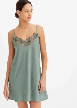 Damen bonprix Wäsche·Corsagen & Negligés|Wäsche·Dessous|Satin Negligé mit floraler Stickerei